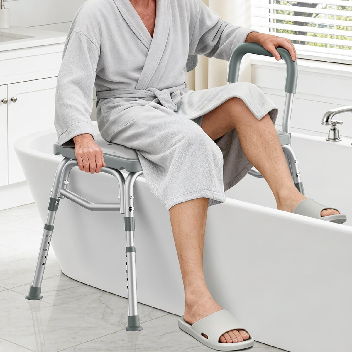 independent entry and exit from the bathtub using kekoy bench