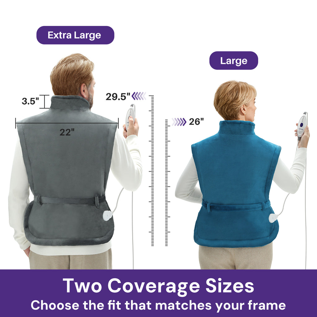 kekoy electric heating pad size guide on a white background.