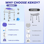 KEKOY Shower Chair for Elderly, 500lb Adjustable Height Bath Seat with Tool-Free Assembly, Anti-Slip FSA/HSA Eligible Shower Stool for Smaller Bathtub & Bathroom, Ideal for Seniors and Disabled Adult
