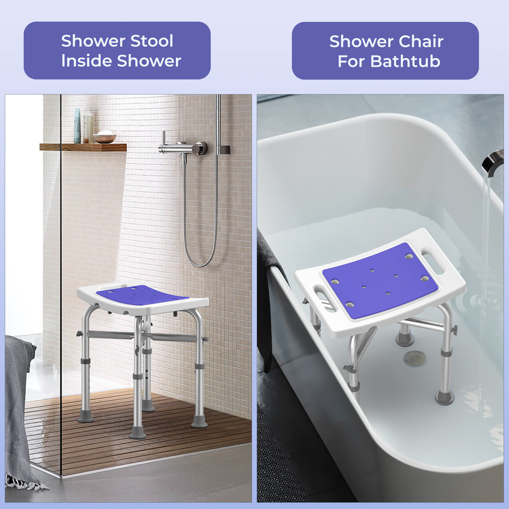 KEKOY Shower Chair for Elderly, 500lb Adjustable Height Bath Seat with Tool-Free Assembly, Anti-Slip FSA/HSA Eligible Shower Stool for Smaller Bathtub & Bathroom, Ideal for Seniors and Disabled Adult