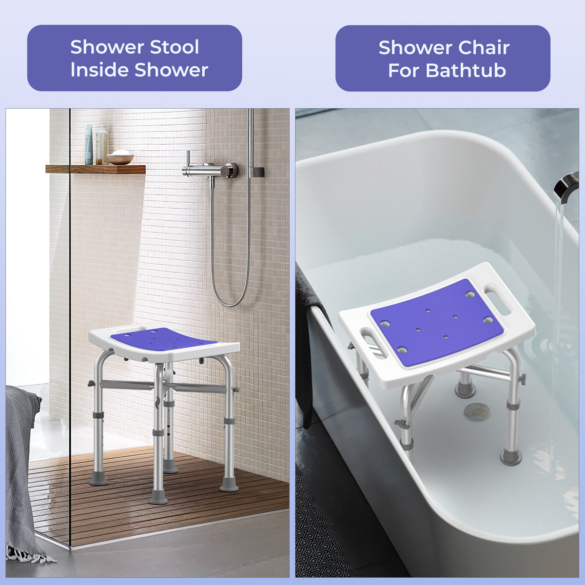 KEKOY Shower Chair for Elderly, 500lb Adjustable Height Bath Seat with Tool-Free Assembly, Anti-Slip FSA/HSA Eligible Shower Stool for Smaller Bathtub & Bathroom, Ideal for Seniors and Disabled Adult