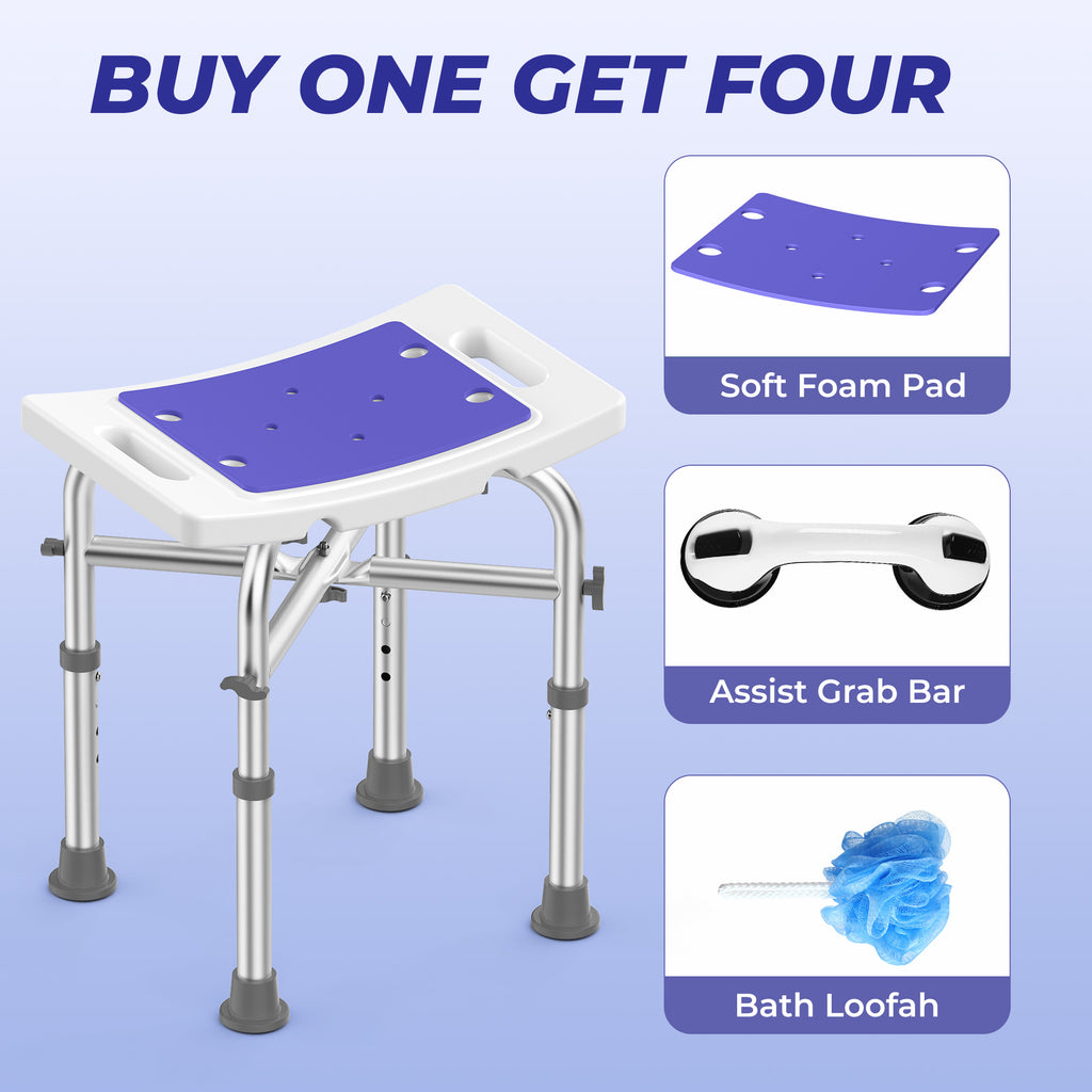 KEKOY Shower Chair for Elderly, 500lb Adjustable Height Bath Seat with Tool-Free Assembly, Anti-Slip FSA/HSA Eligible Shower Stool for Smaller Bathtub & Bathroom, Ideal for Seniors and Disabled Adult