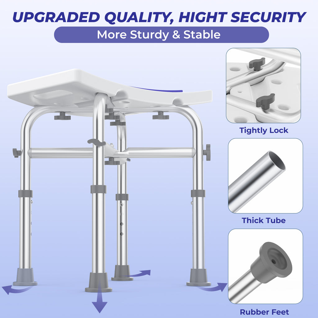 KEKOY Shower Chair for Elderly, 500lb Adjustable Height Bath Seat with Tool-Free Assembly, Anti-Slip FSA/HSA Eligible Shower Stool for Smaller Bathtub & Bathroom, Ideal for Seniors and Disabled Adult