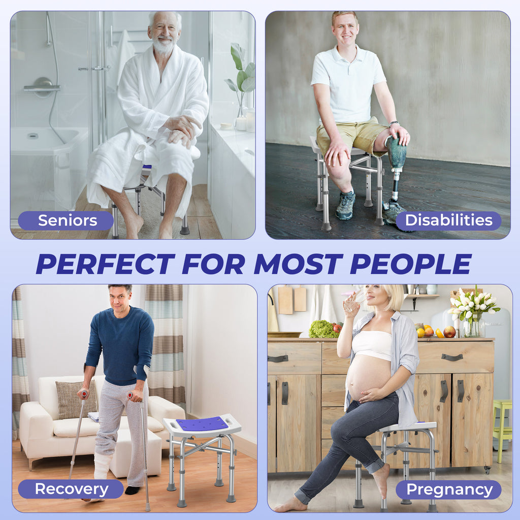 KEKOY Shower Chair for Elderly, 500lb Adjustable Height Bath Seat with Tool-Free Assembly, Anti-Slip FSA/HSA Eligible Shower Stool for Smaller Bathtub & Bathroom, Ideal for Seniors and Disabled Adult