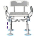 KEKOY Shower Chair for Inside Shower with Back and Arms, 550LBS Heavy Duty Shower Chair, 22.5" Extra Wide Space Between Armrests, Large Suction Feet, FSA/HSA Adjustable Shower Chair for Elderly