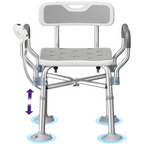 KEKOY Shower Chair for Inside Shower with Back and Arms, 550LBS Heavy Duty Shower Chair, 22.5" Extra Wide Space Between Armrests, Large Suction Feet, FSA/HSA Adjustable Shower Chair for Elderly