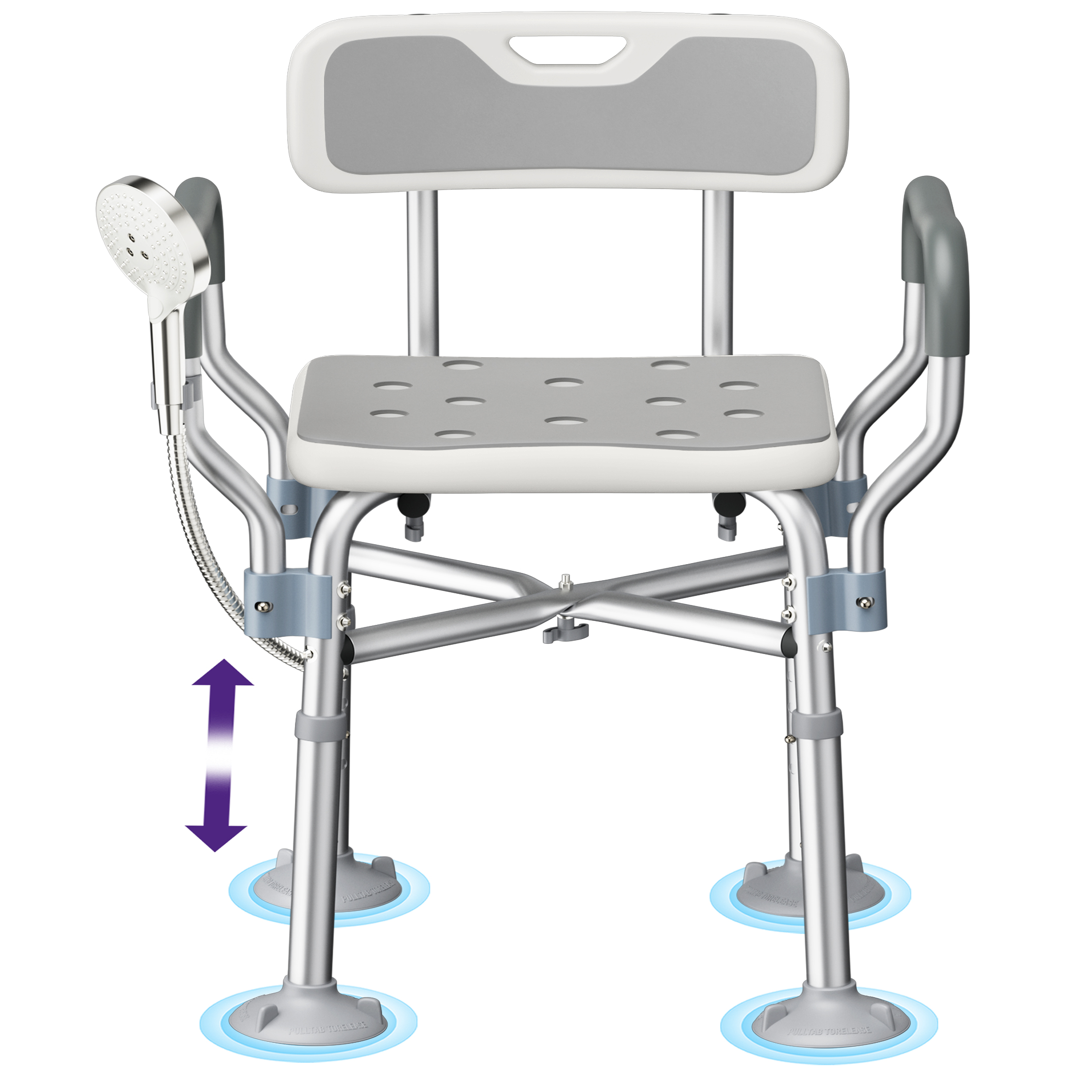 KEKOY Shower Chair for Inside Shower with Back and Arms, 550LBS Heavy Duty Shower Chair, 22.5" Extra Wide Space Between Armrests, Large Suction Feet, FSA/HSA Adjustable Shower Chair for Elderly