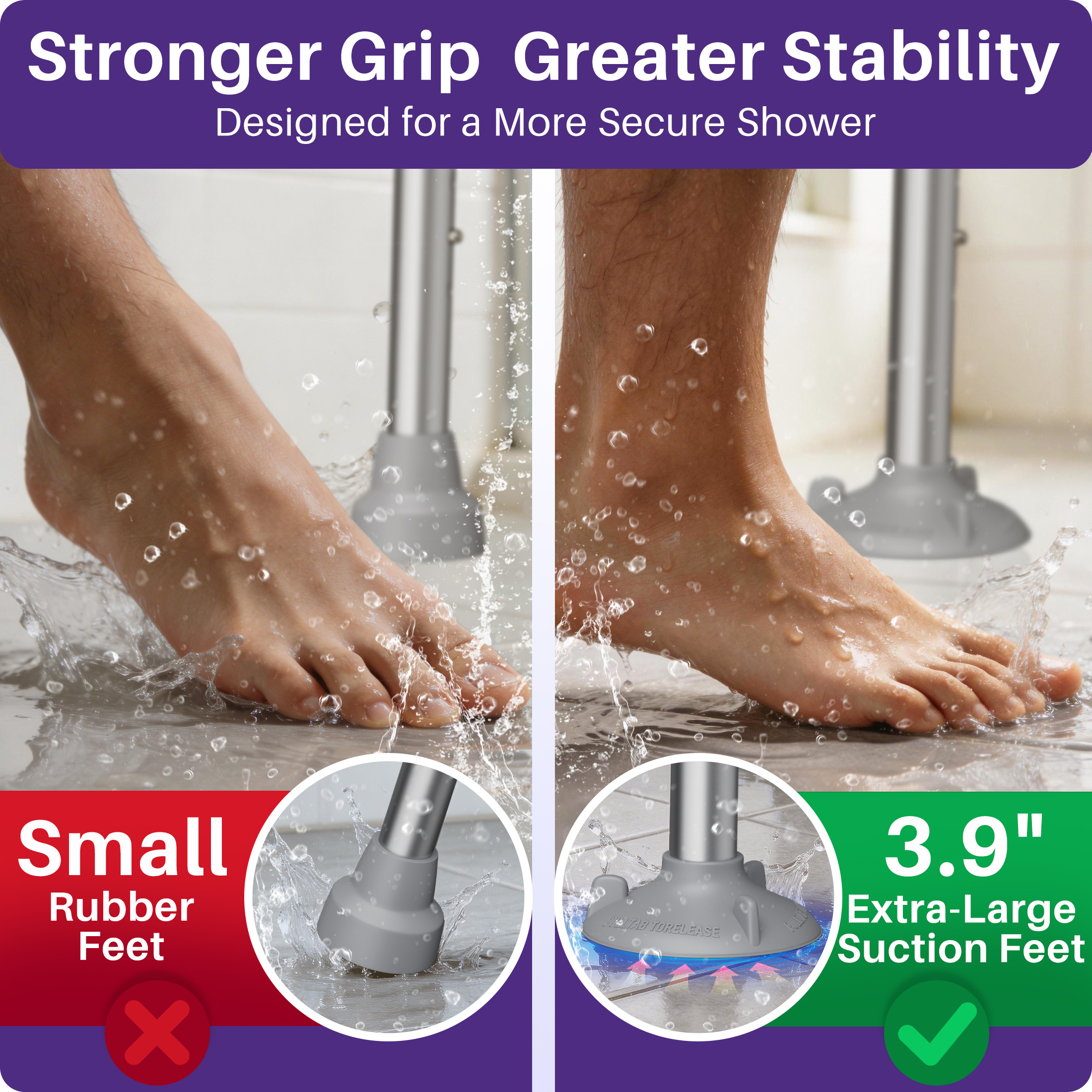 KEKOY Shower Chair for Inside Shower with Back and Arms, 550LBS Heavy Duty Shower Chair, 22.5" Extra Wide Space Between Armrests, Large Suction Feet, FSA/HSA Adjustable Shower Chair for Elderly