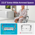 KEKOY Shower Chair for Inside Shower with Back and Arms, 550LBS Heavy Duty Shower Chair, 22.5" Extra Wide Space Between Armrests, Large Suction Feet, FSA/HSA Adjustable Shower Chair for Elderly