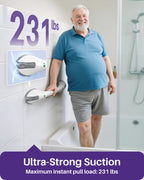 KEKOY 17.5" Shower Handles for Elderly with Safety Indicators, 2 Pack Grab Bars for Bathroom Stronger Suction Cup, Heavy Duty Shower Bars, Bathroom Safety Bars for Seniors, No Drilling