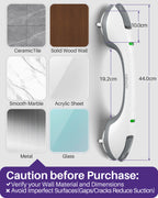 KEKOY 17.5" Shower Handles for Elderly with Safety Indicators, 2 Pack Grab Bars for Bathroom Stronger Suction Cup, Heavy Duty Shower Bars, Bathroom Safety Bars for Seniors, No Drilling