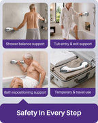 KEKOY 17.5" Shower Handles for Elderly with Safety Indicators, Grab Bars for Bathroom Stronger Suction Cup, Shower Grab Bars for Seniors, Injured, People with Disabilities