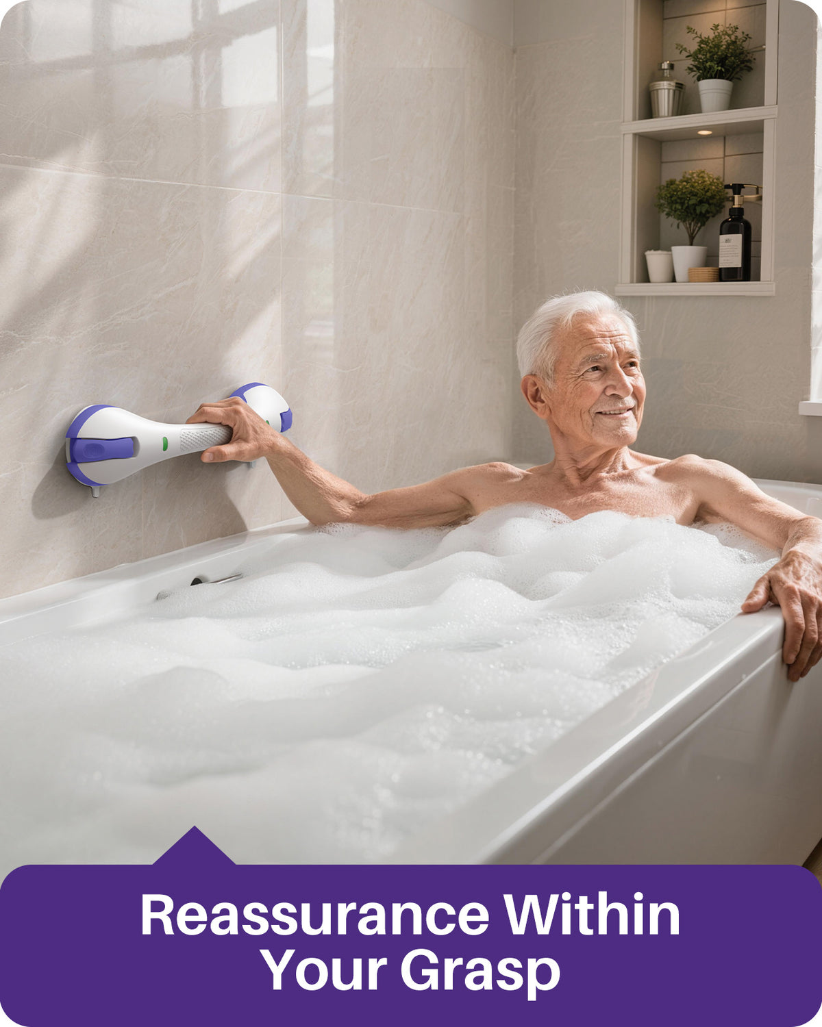 KEKOY 17.5" Shower Handles for Elderly with Safety Indicators, Grab Bars for Bathroom Stronger Suction Cup, Shower Grab Bars for Seniors, Injured, People with Disabilities
